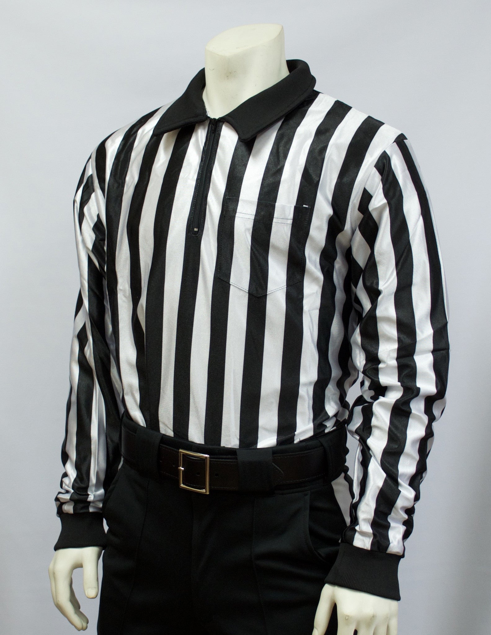 Smitty Official Referee Shirt Black / White Stripe Short Sleeve