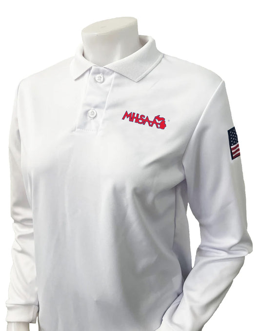 "NEW" USA440MI- LONG SLEEVE - Smitty USA - White - Women's Dye Sub Michigan Volleyball/Swimming Shirt